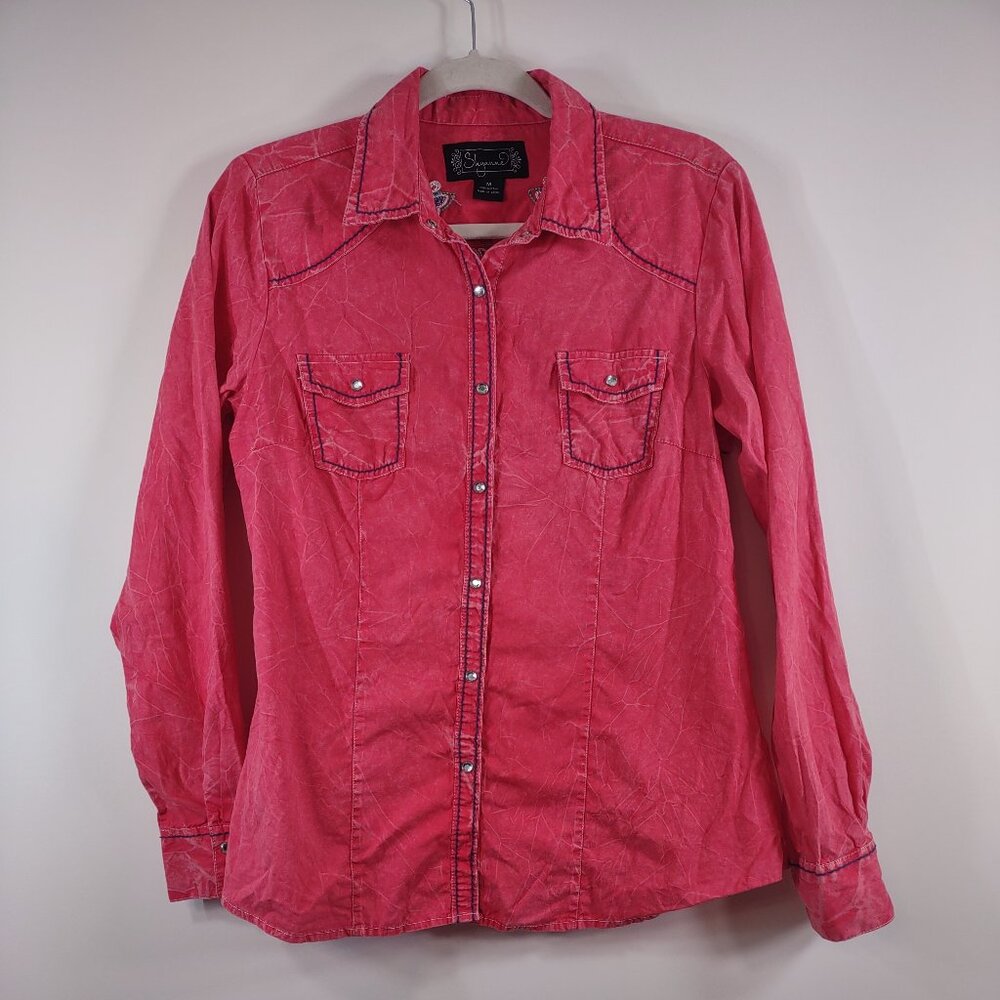 Shyanne Western Embroidered Snap Button Shirt, Size Medium